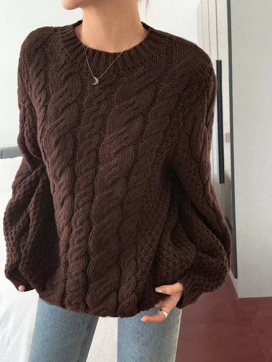 Cable Knit Round Neck Sweater