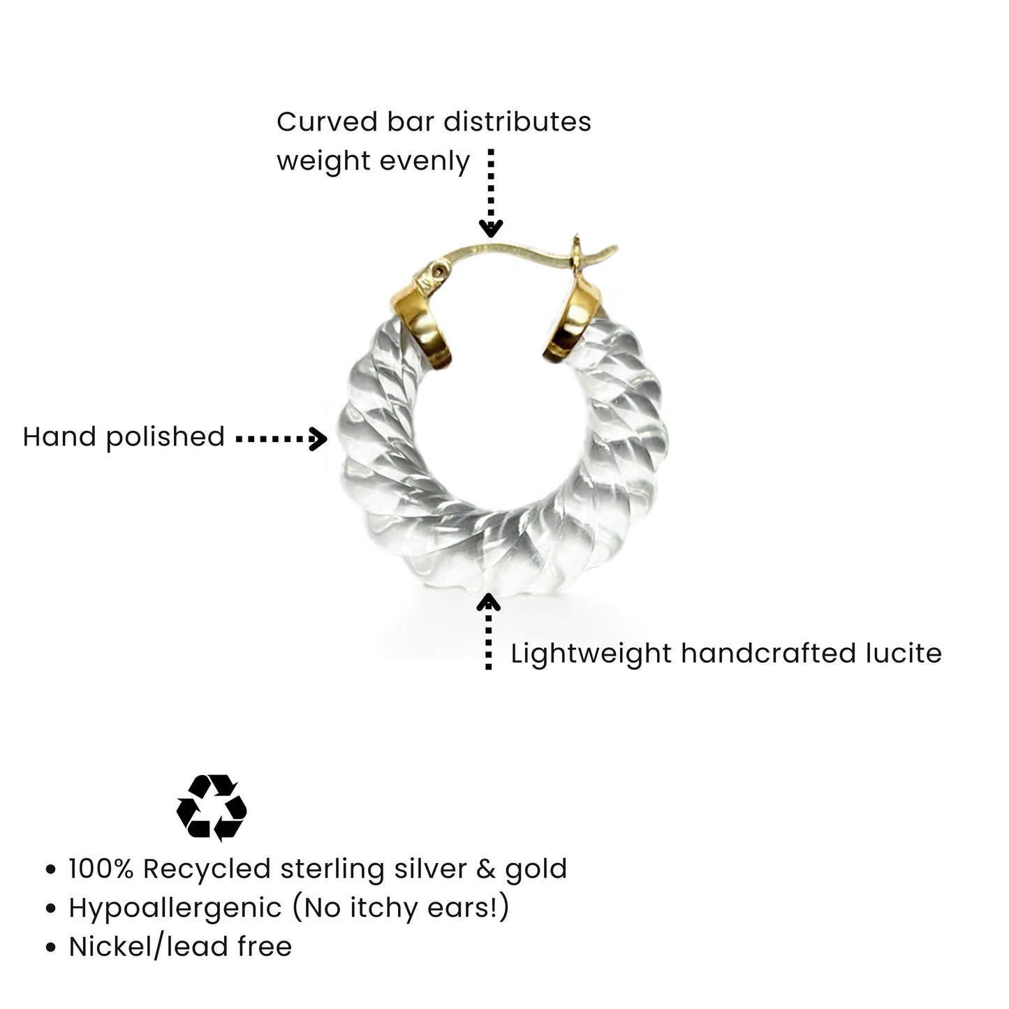 Clear Chunky Rope Hoop Earrings