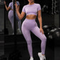Seamless workout set with quick-dry top and squat-proof leggings – Essentiafy