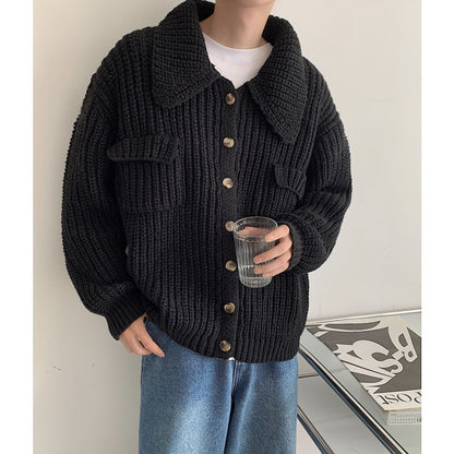 Men's Loose Cardigan Winter Lapel Single-breasted Sweater