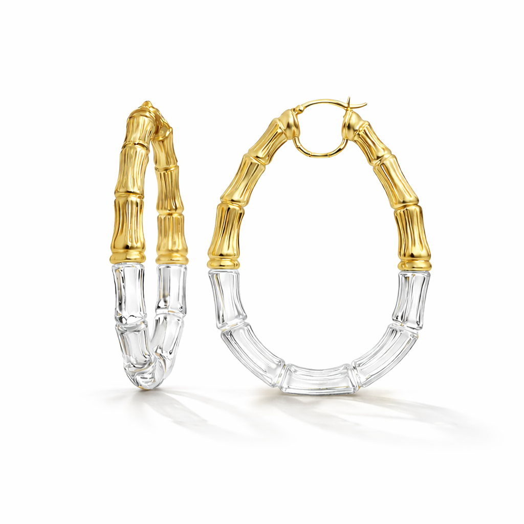 Duchess Bamboo Lucite Hoop Earrings