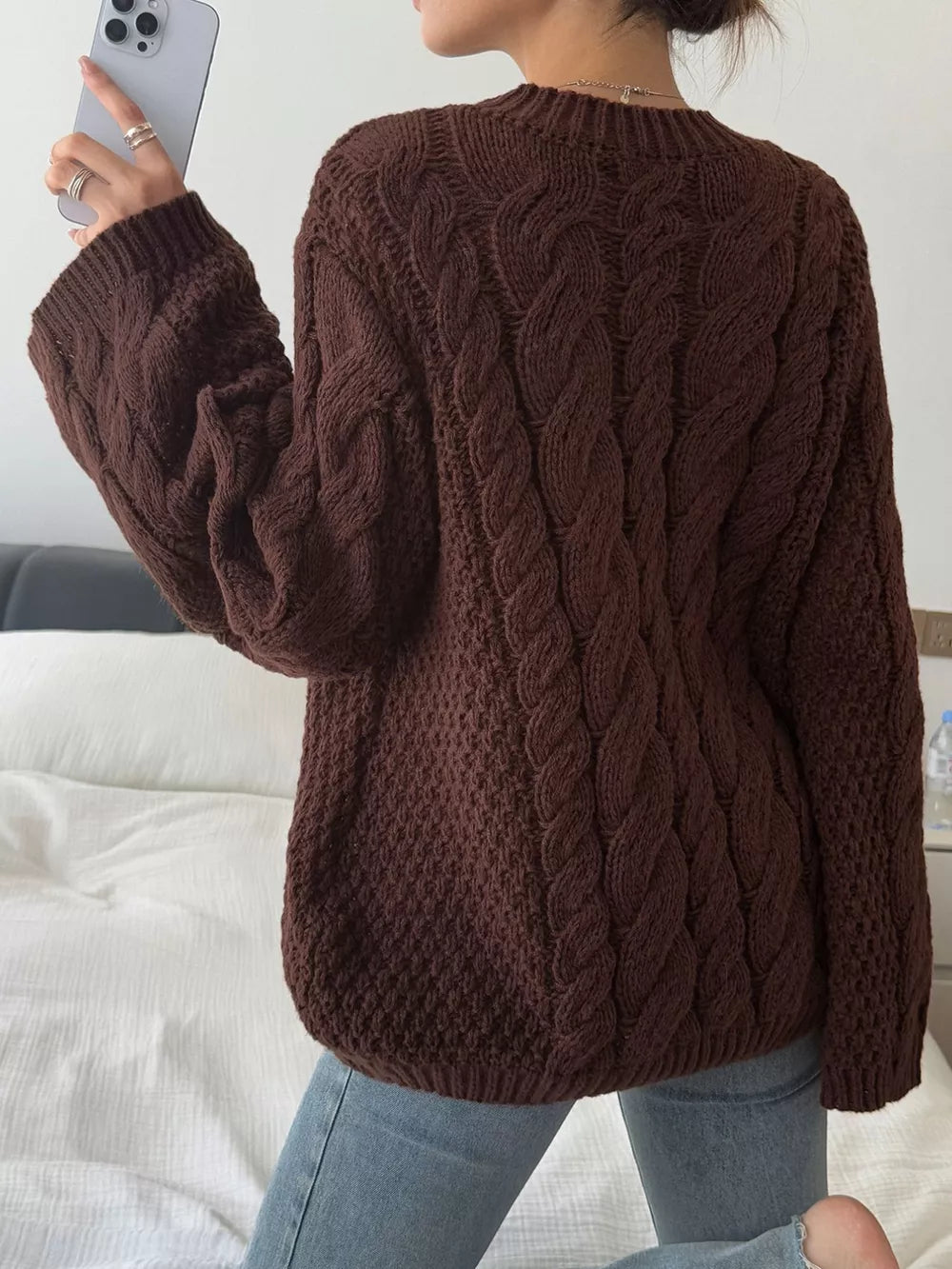 Cable Knit Round Neck Sweater