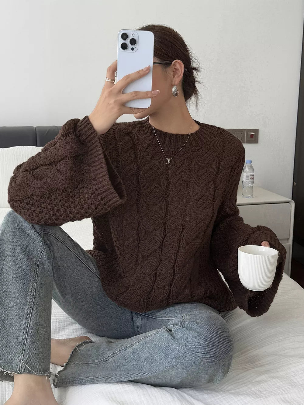 Cable Knit Round Neck Sweater