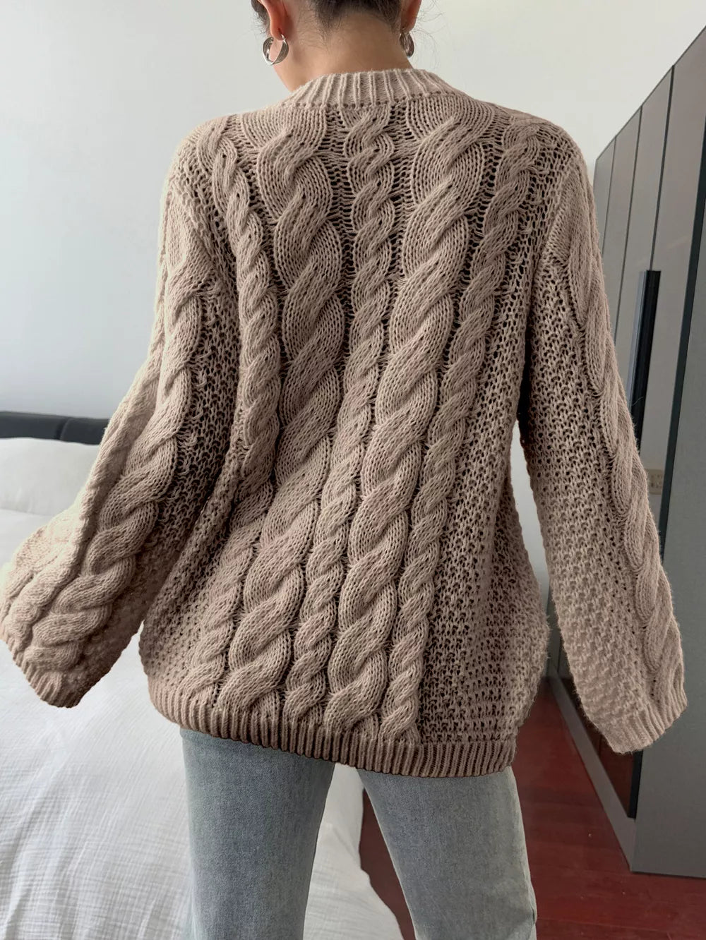 Cable Knit Round Neck Sweater