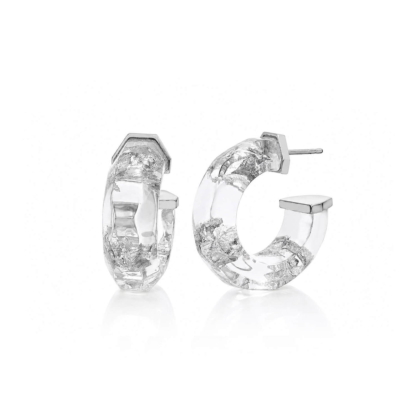 Faceted Lucite Huggie Hoop Earrings
