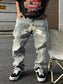 Men's Black Star Printed Baggy Jeans - Fashion Trend