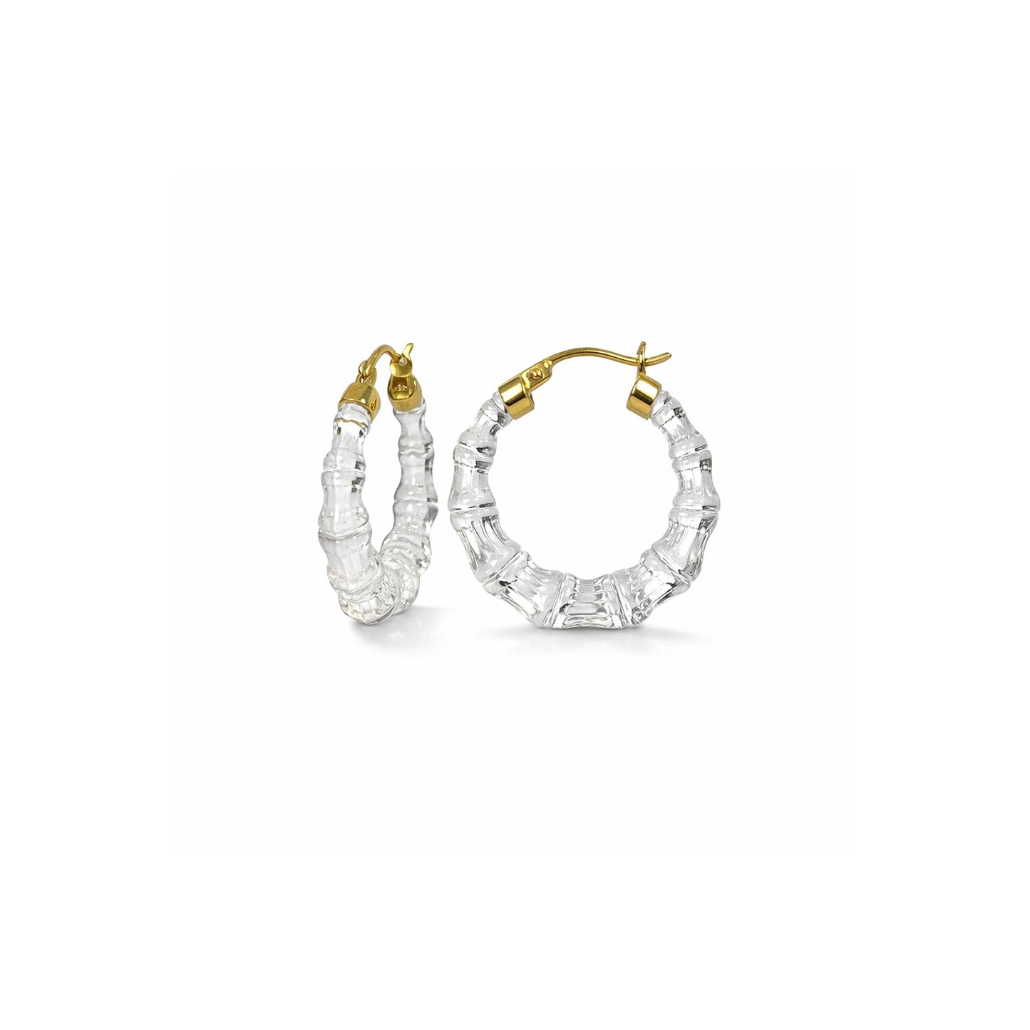 Mini Clear Lucite Bamboo Hoop Earrings