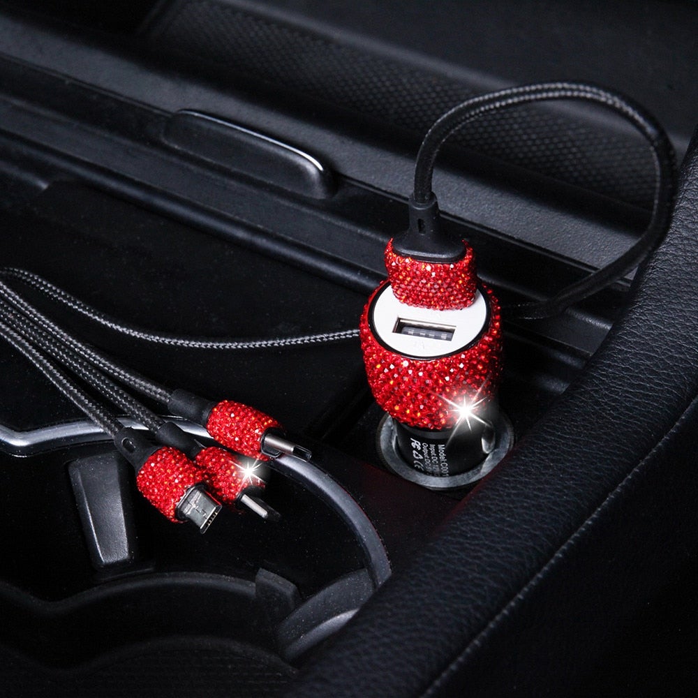 USB Fast-charged Diamond Car Charger